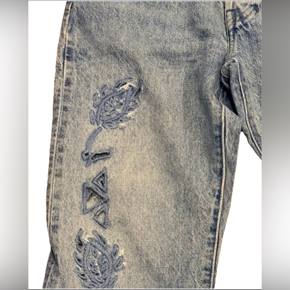 Levi’s 501 Crop Straight Leg Selvedge Denim Jeans Y2K W25 Blue - Picture 2 of 13